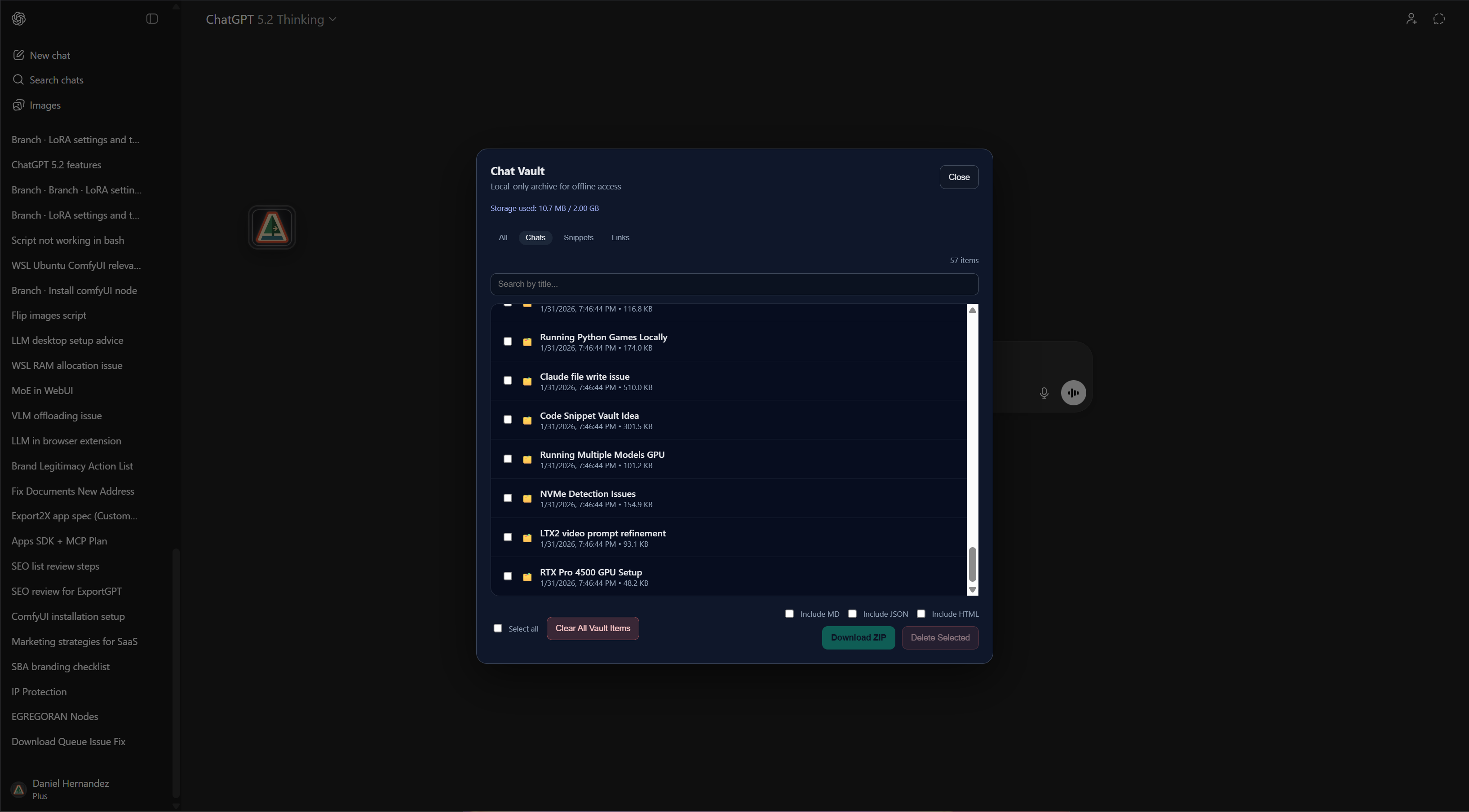 Local-first export preview